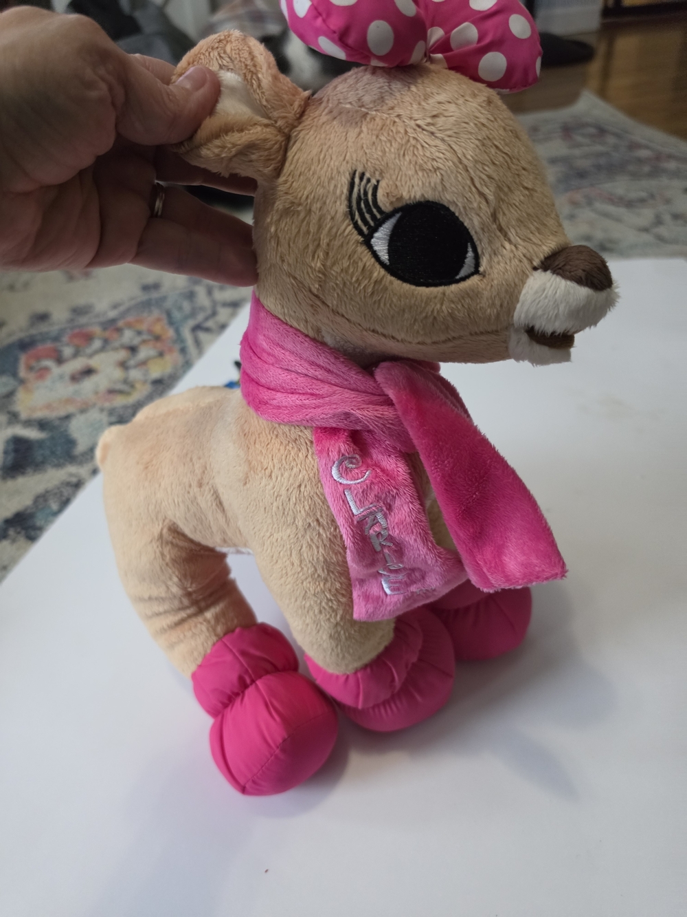 Dan Dee Clarice Plush Animal Pink Rudolf Red Nose Reindeer Cute Cuddle